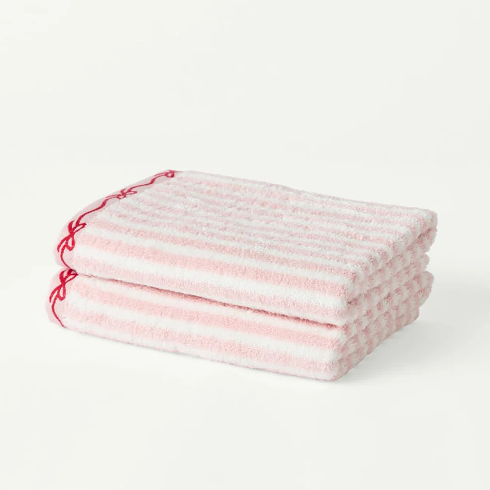 Adairs Bow Border Style Hand Towel (Set of 2)