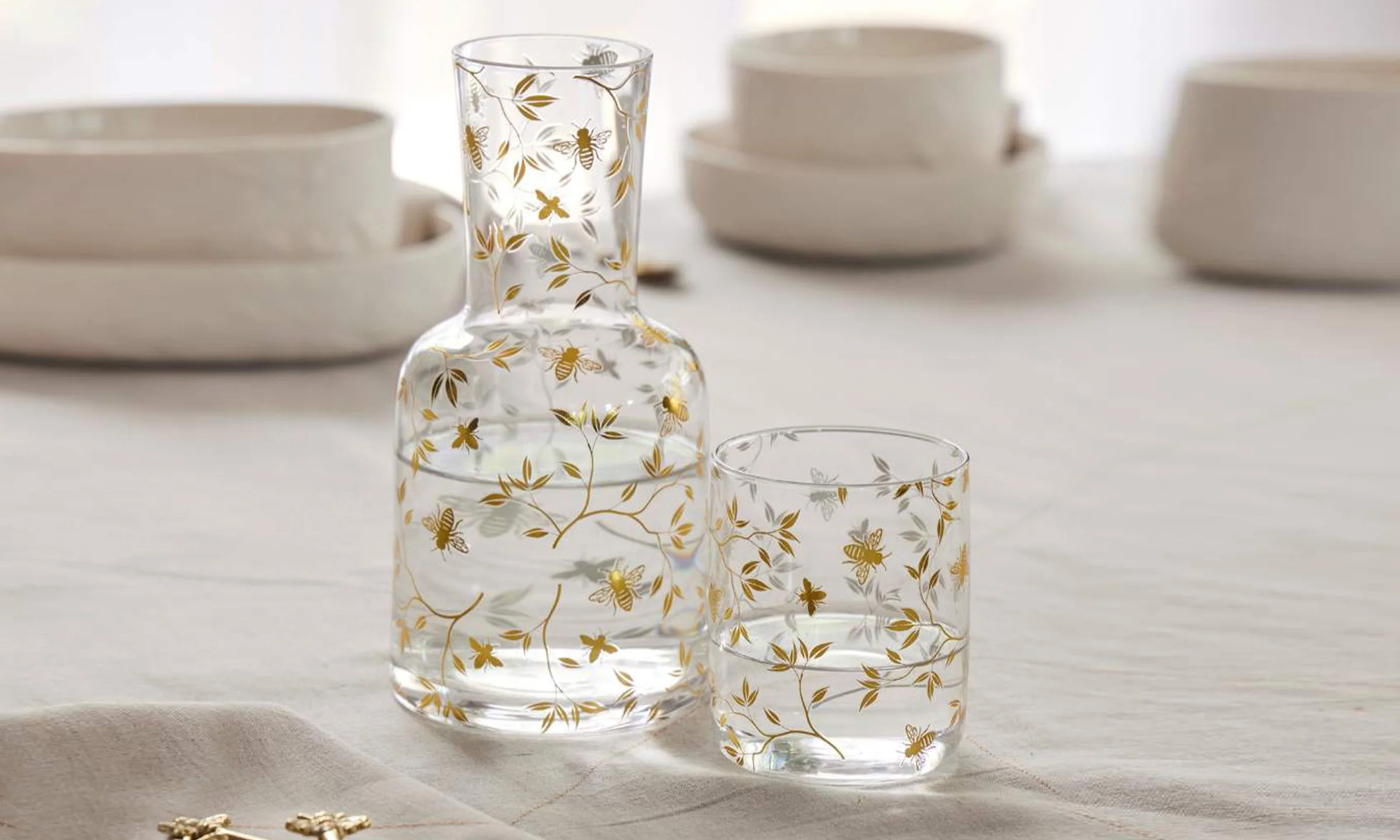 Bee Glass Carafe & Tumbler Set