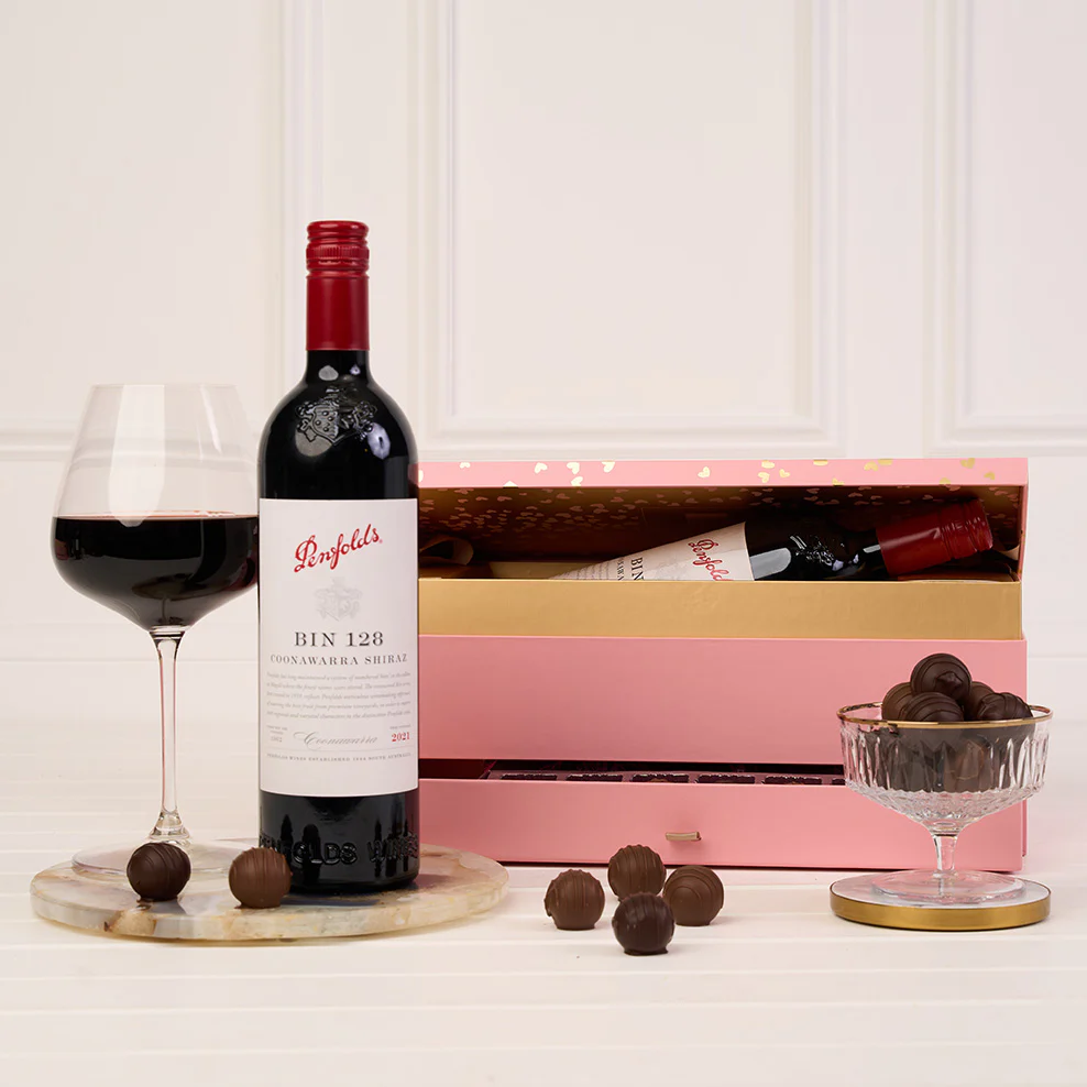 Blush & Gold Penfolds Bin 128 & Chocolate Gift Box - Image 3