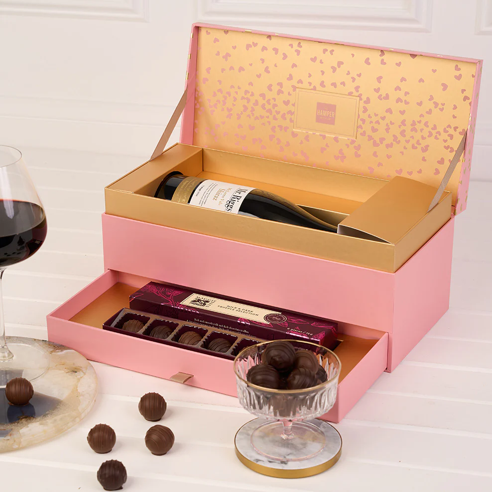 Blush & Gold Shiraz & Chocolate Indulgence Gift Box - Image 2