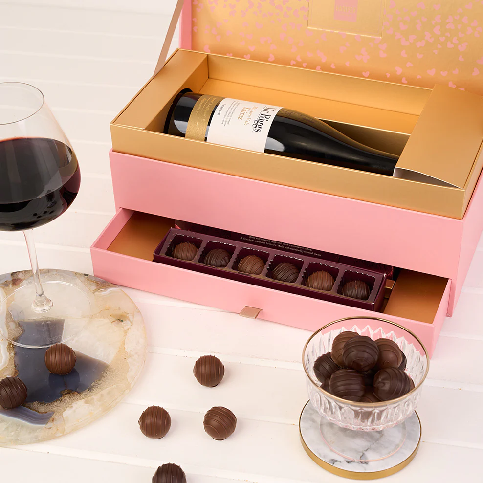 Blush & Gold Shiraz & Chocolate Indulgence Gift Box - Image 5