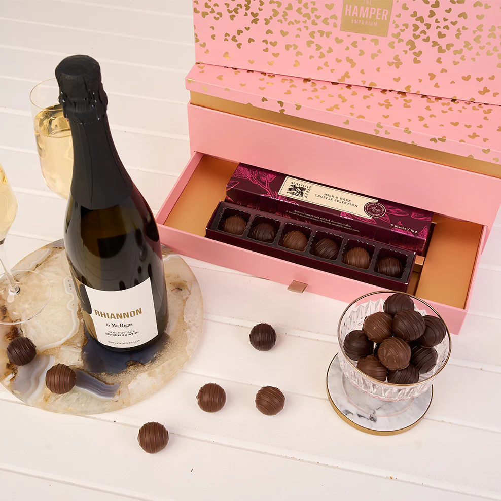 Blush & Gold Sparkling Wine & Chocolate Celebration Gift Box - Image 5