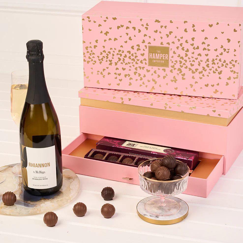 Blush & Gold Sparkling Wine & Chocolate Celebration Gift Box - Image 6