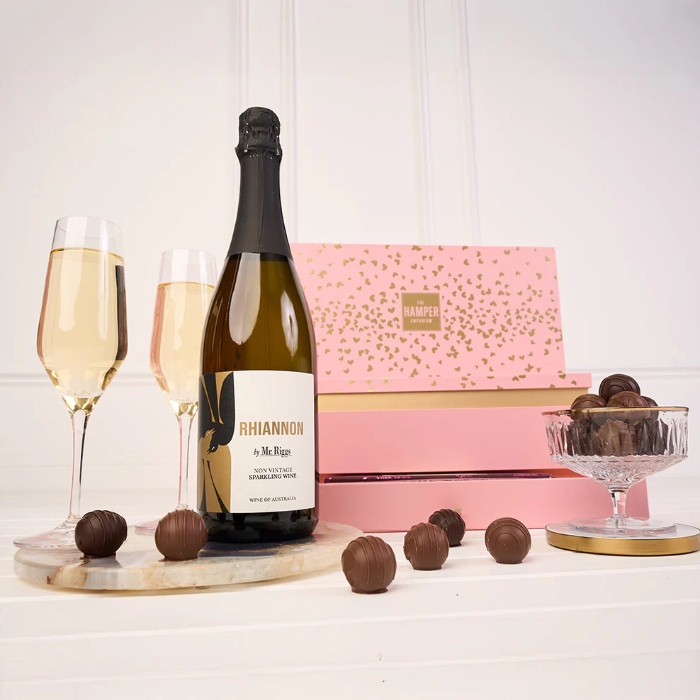 Blush & Gold Sparkling Wine & Chocolate Celebration Gift Box - Image 7