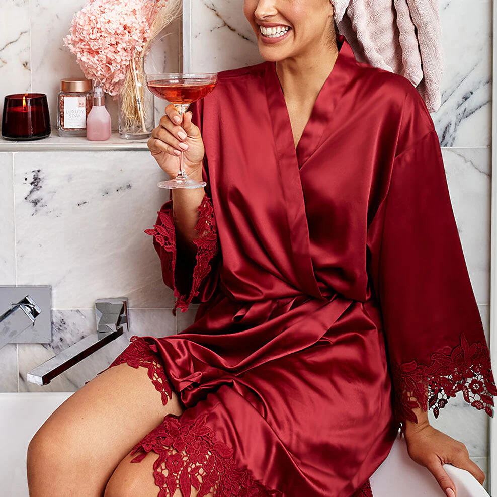 Burgundy Luxuriously Soft Lounging Robe - Image 3