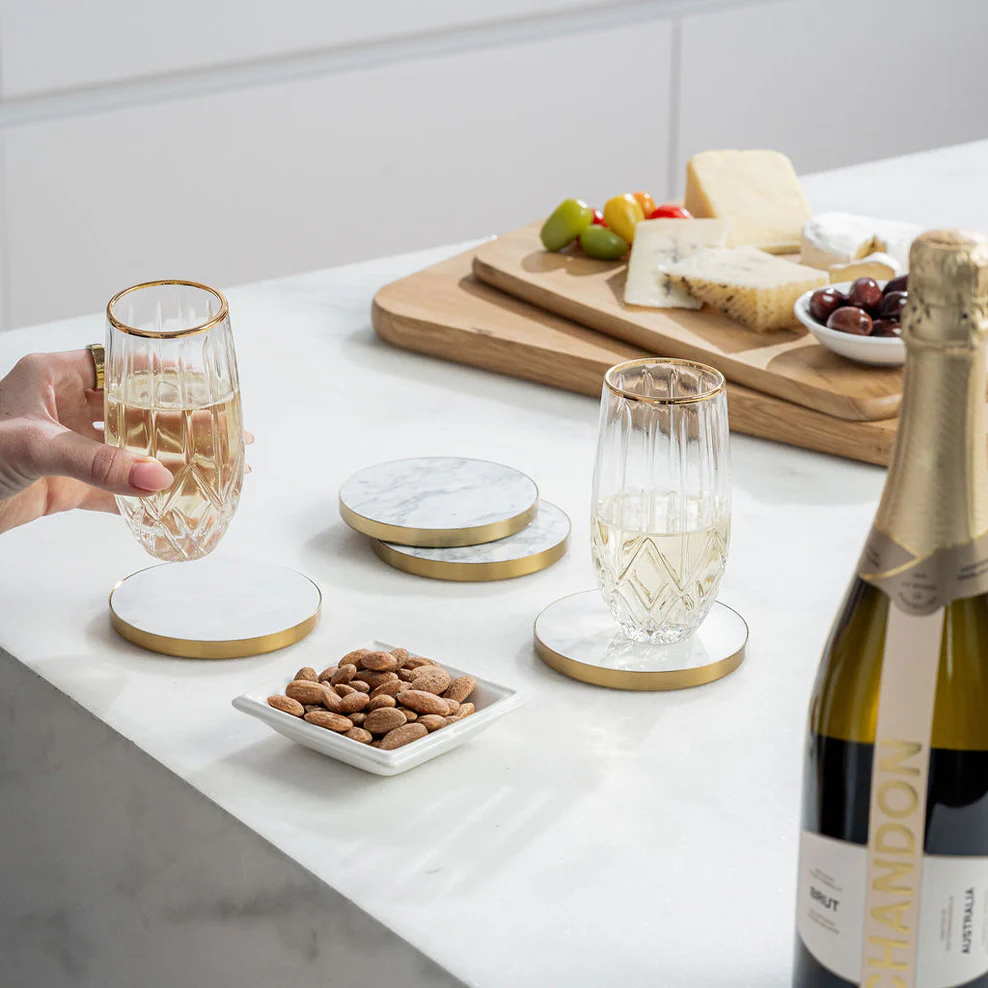 Champagne Flutes & Marble Coasters (set of 2) - Image 4