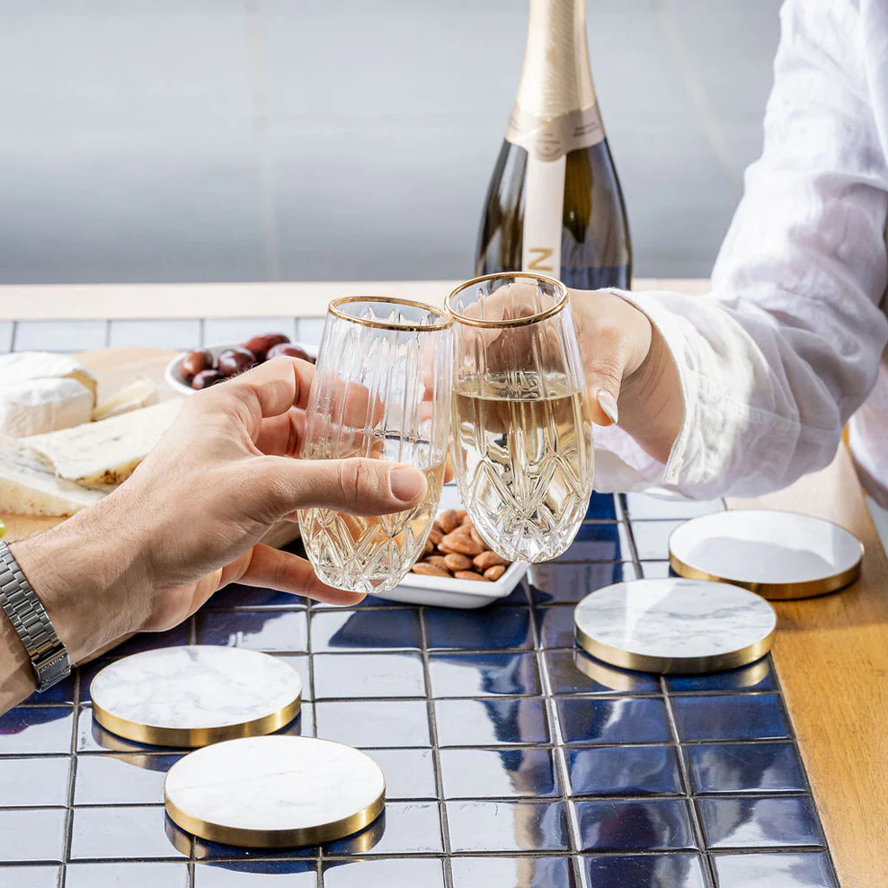 Champagne Flutes & Marble Coasters (set of 2) - Image 5