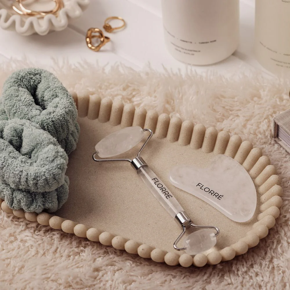 Florré Rock Crystal Quartz Eye Roller & Gua sha Set - Image 3