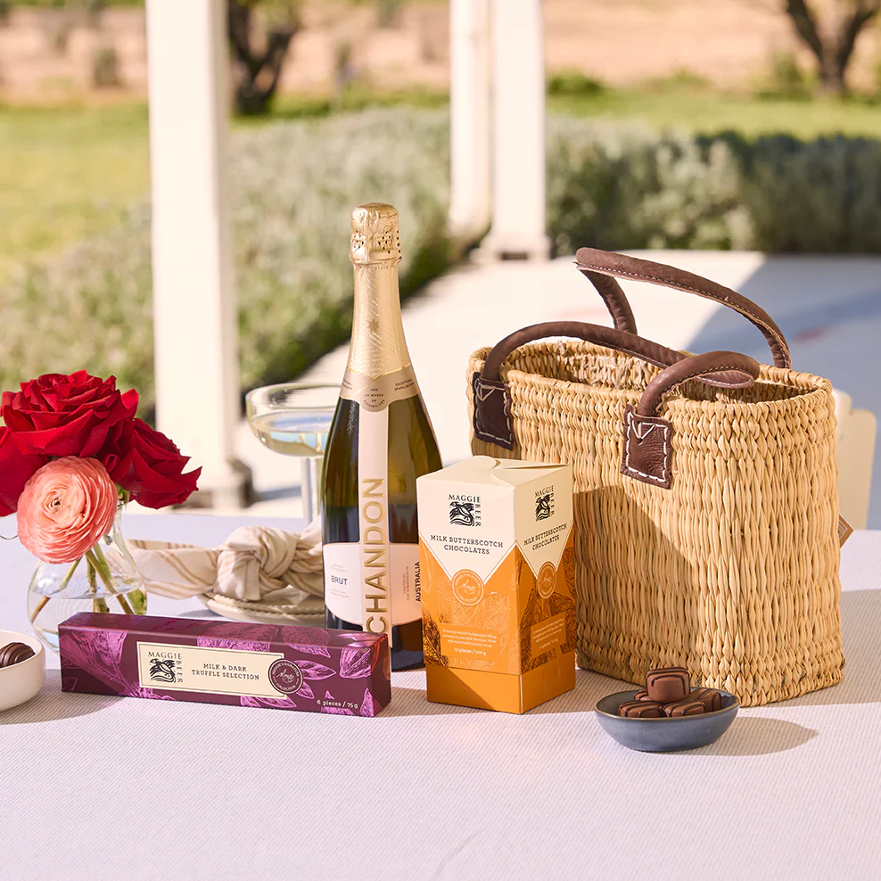 French Market Basket Mini Tote with Chandon & Chocolates Hamper - Image 5