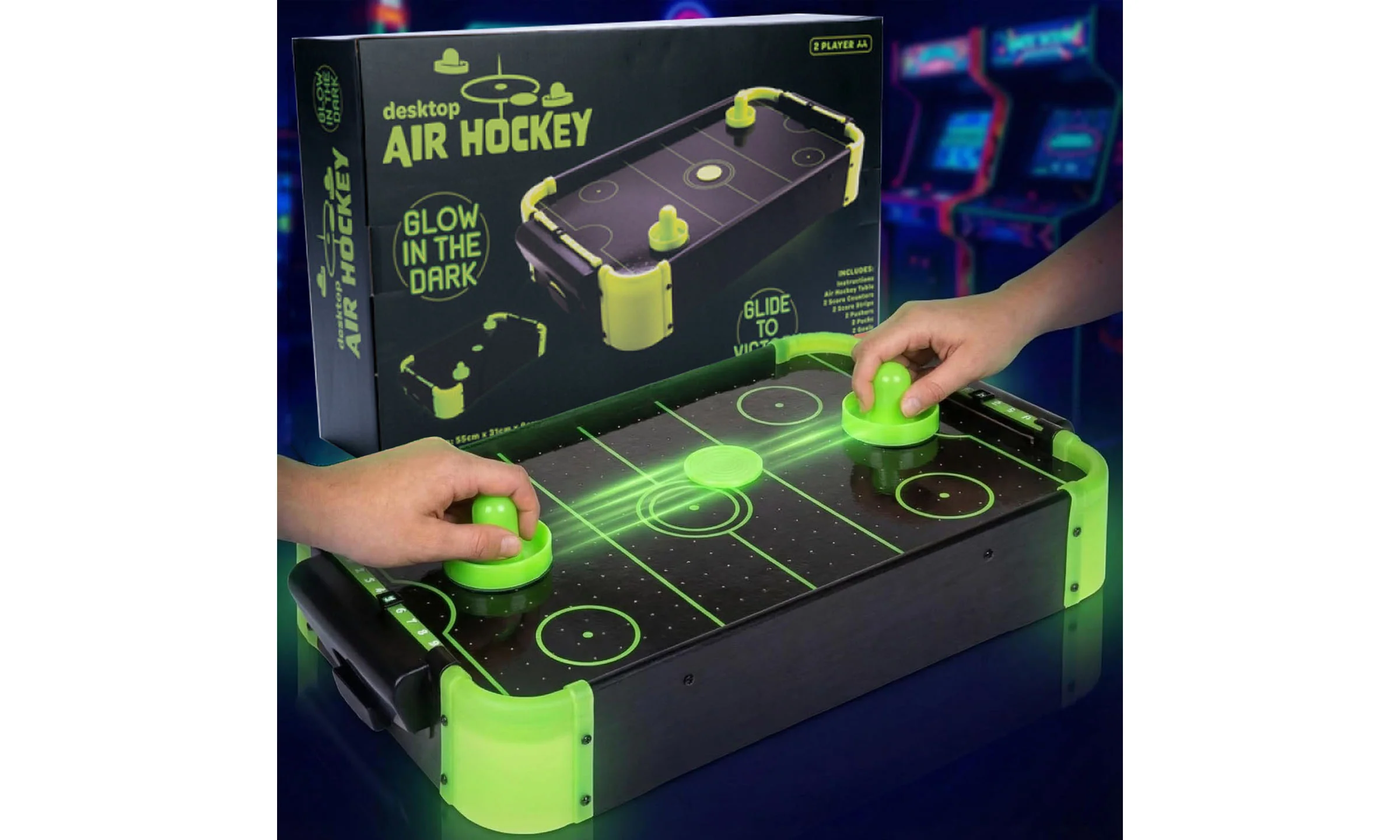 Glow in the Dark Desktop Air Hockey