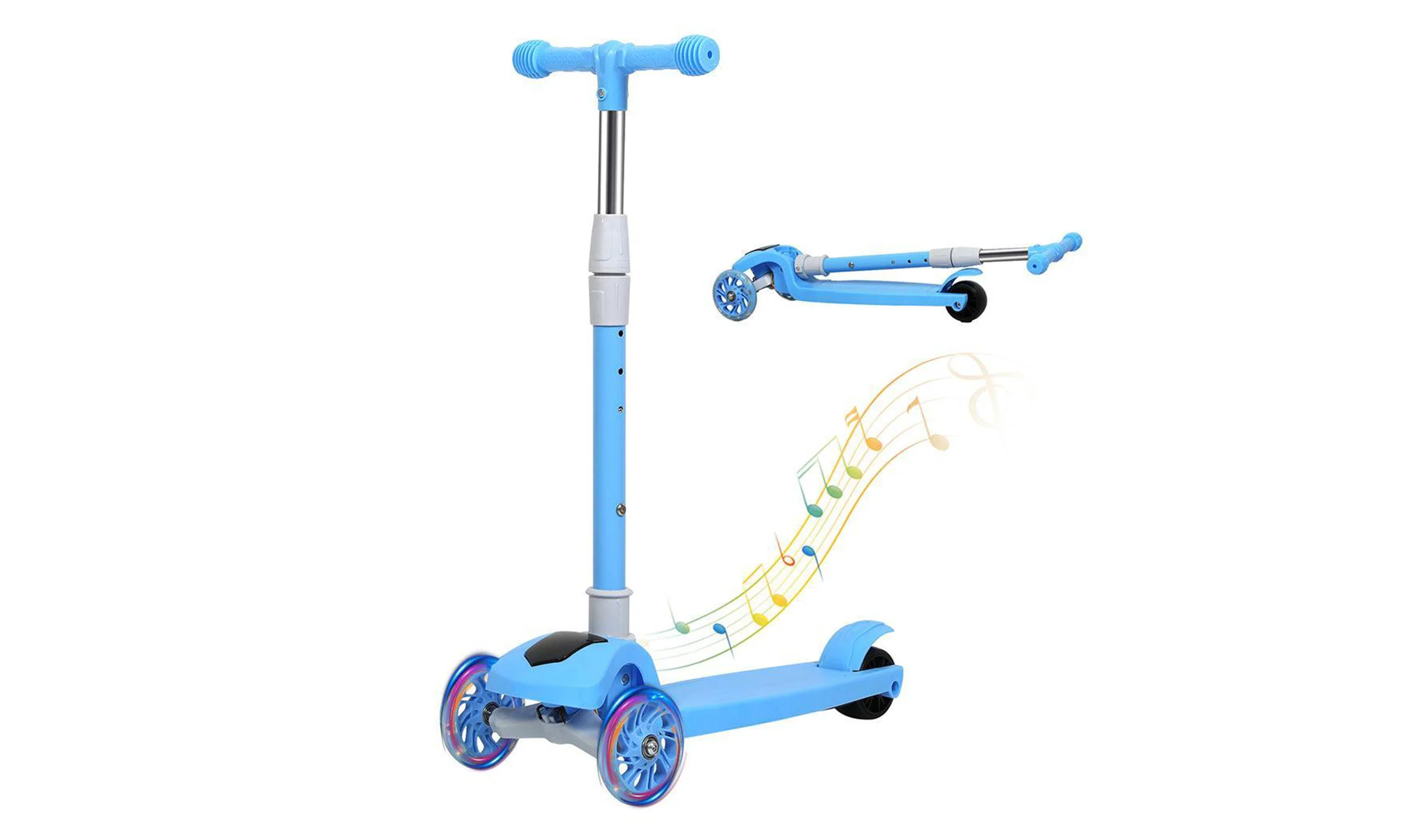 Kids' Light-up LED Foldable Scooter - Blue