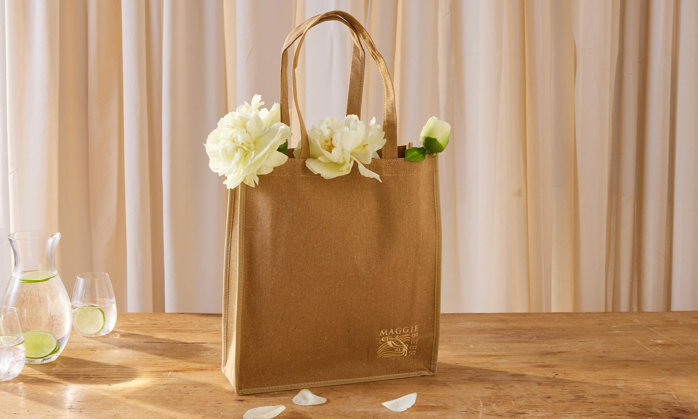 Maggie Beer Flax Tote Bag Natural Sandy Beige