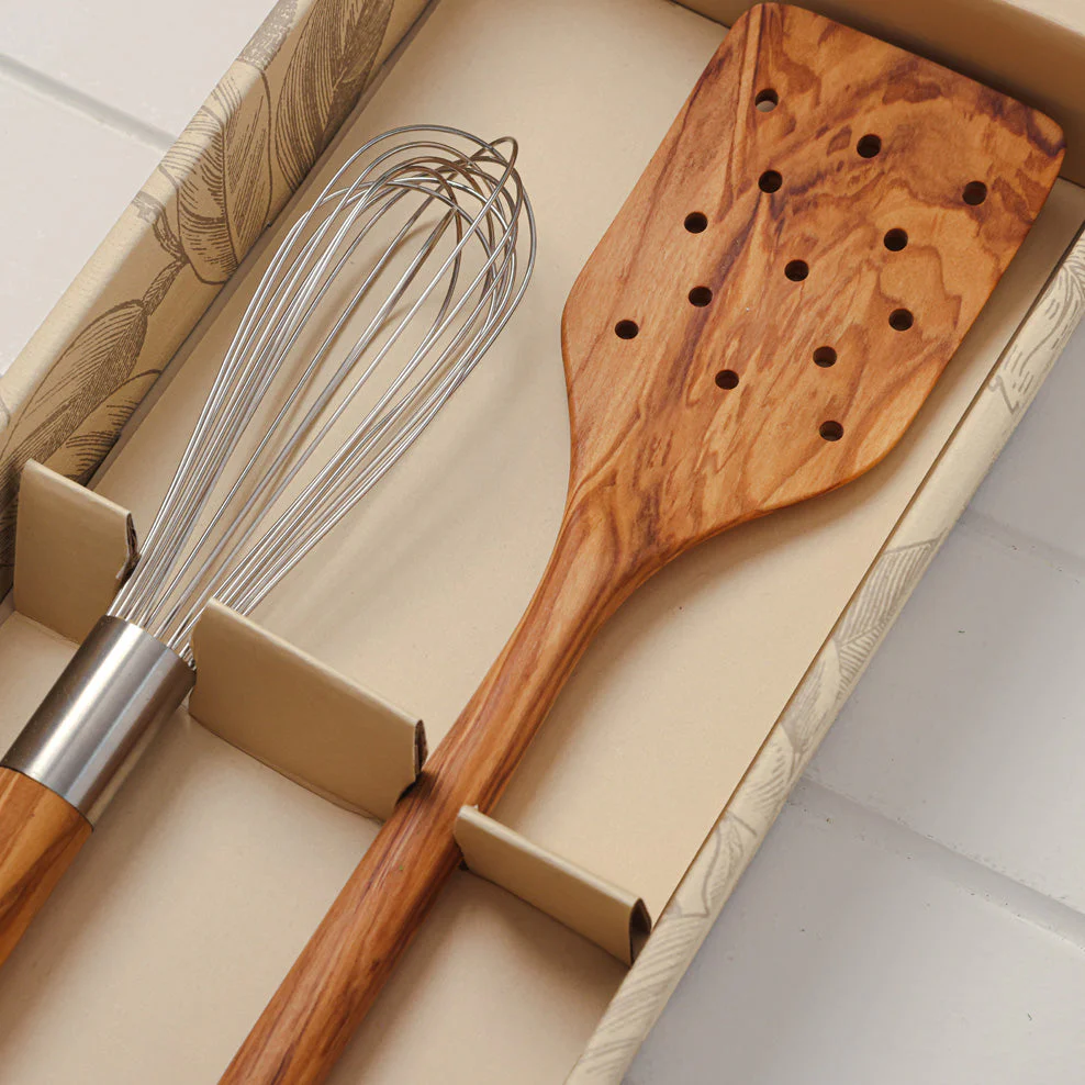 Maggie Living Olive Wood French Whisk & Turner Set - Image 4