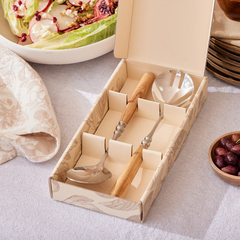 Maggie Living Salad Servers with Italian Olive Wood Handles - Image 4
