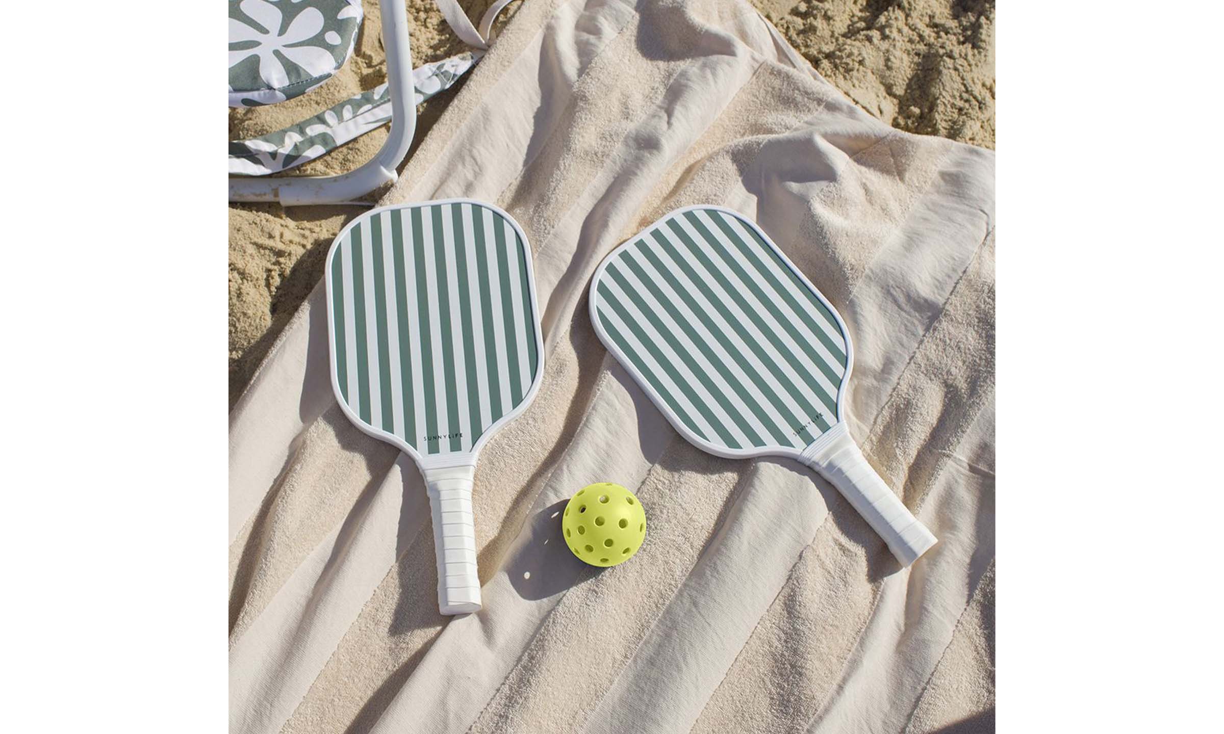 Olive Stripe Pickle Ball Set