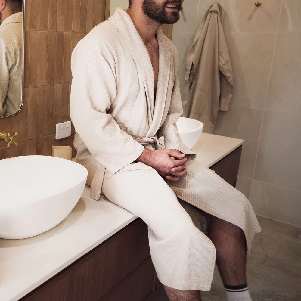 Palermo Linen Waffle Robes Natural - Image 3