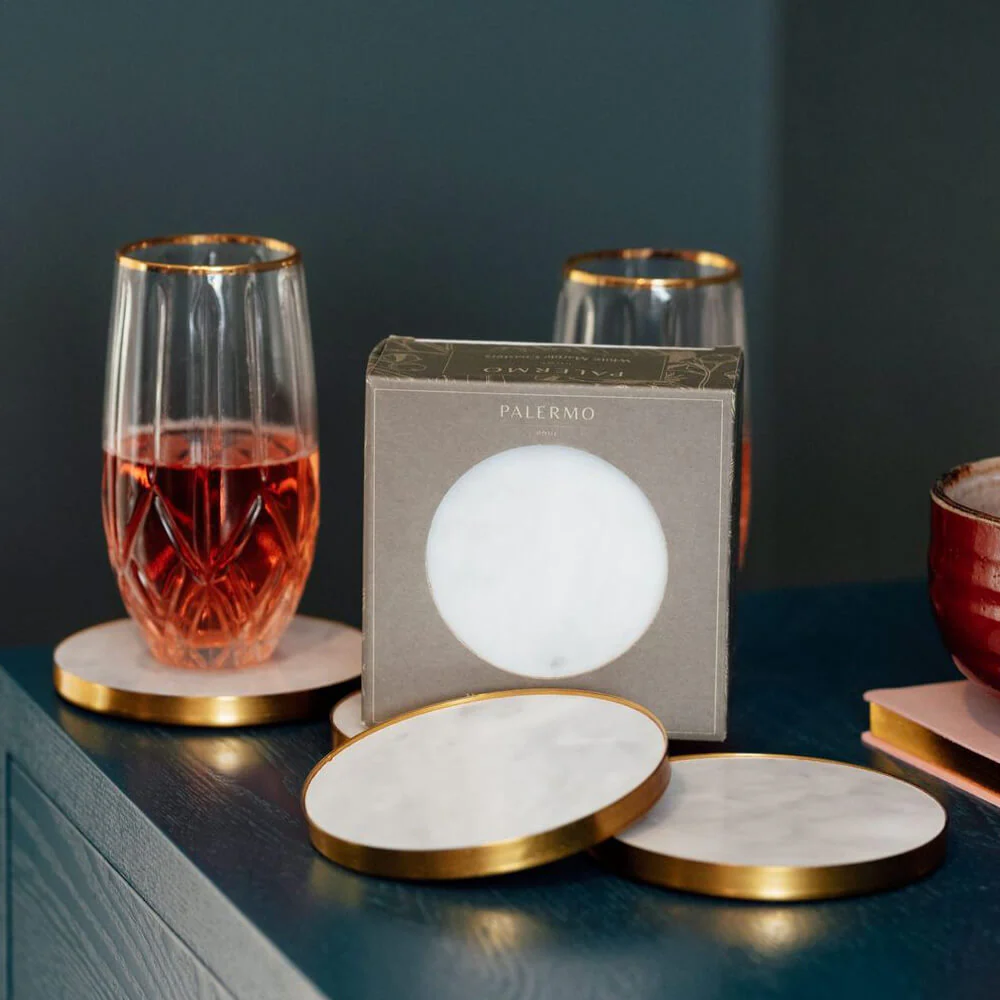 Palermo Marble Circle Coasters - 4 Pack - Image 4