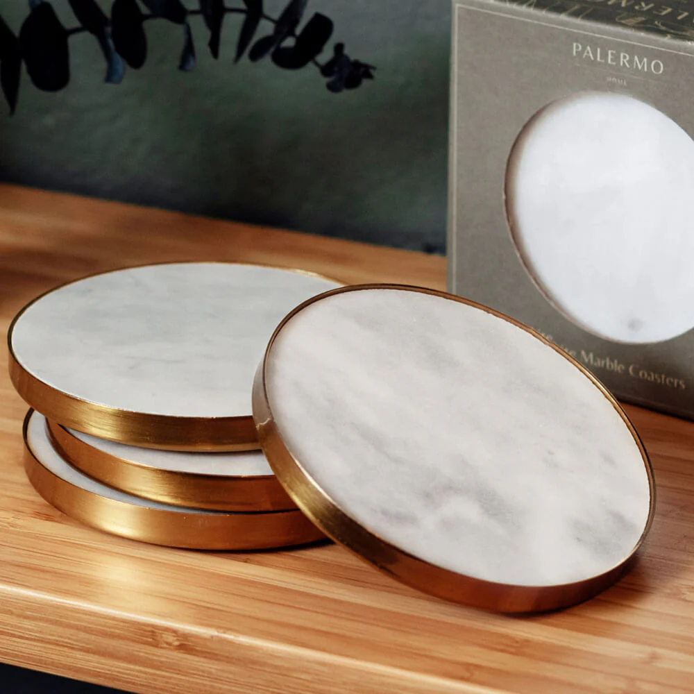 Palermo Marble Circle Coasters - 4 Pack - Image 6