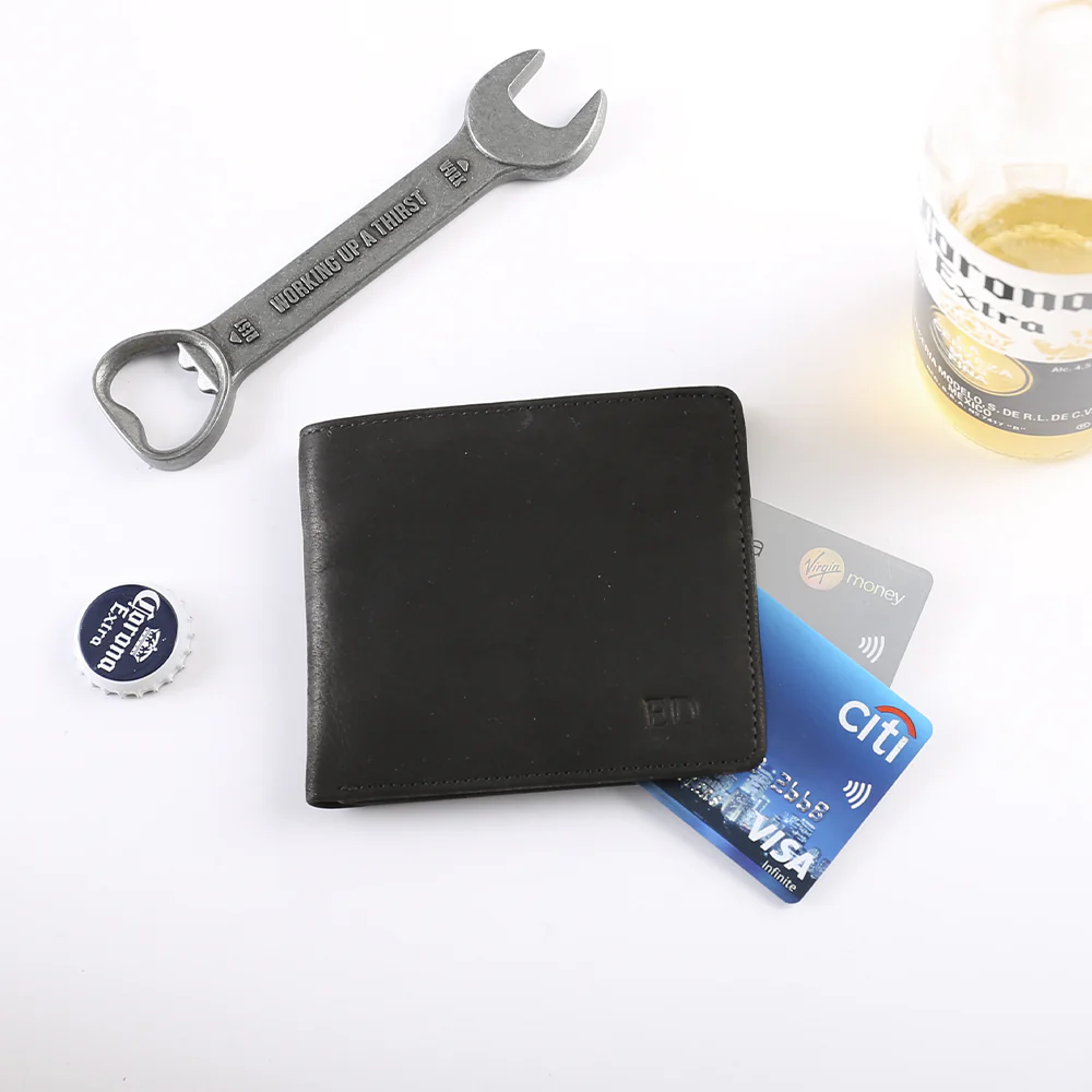Personalised Leather Billfold Wallet - Black - Image 5