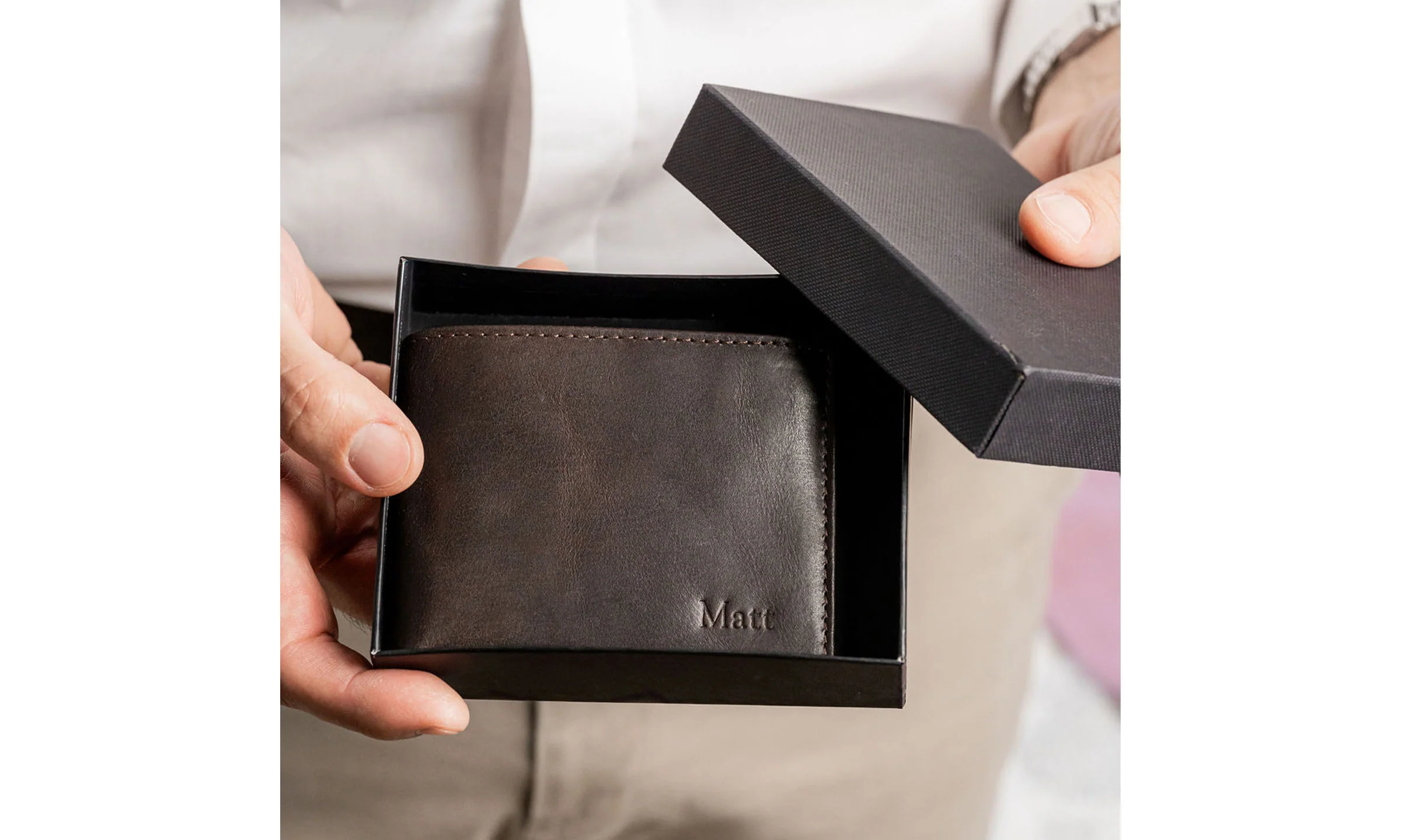 Personalised Leather Billfold Wallet - Brown