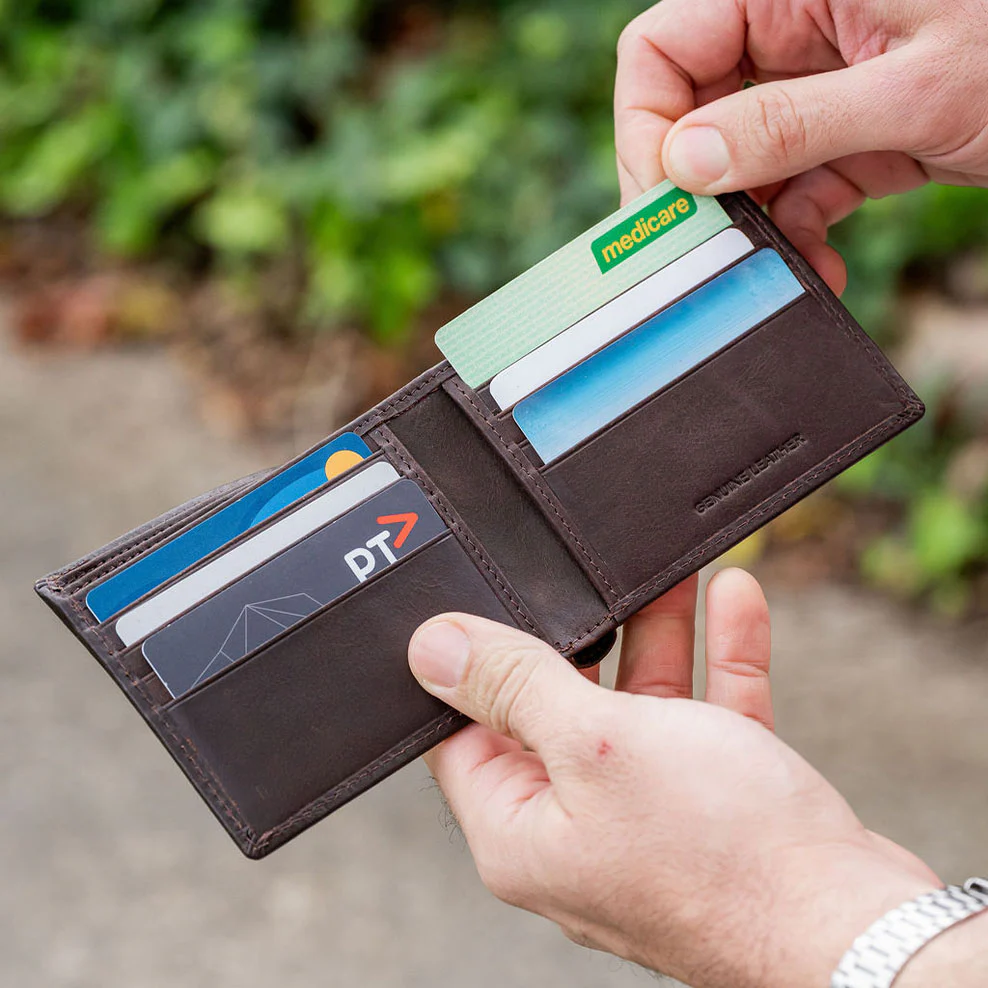 Personalised Leather Billfold Wallet - Brown - Image 2
