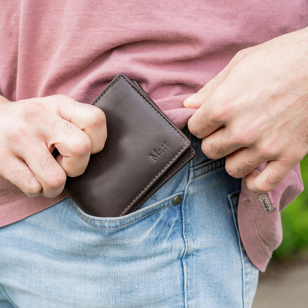 Personalised Leather Billfold Wallet - Brown - Image 5