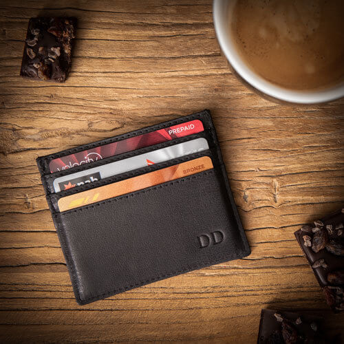 Personalised Leather Card Holder - Black - Image 3