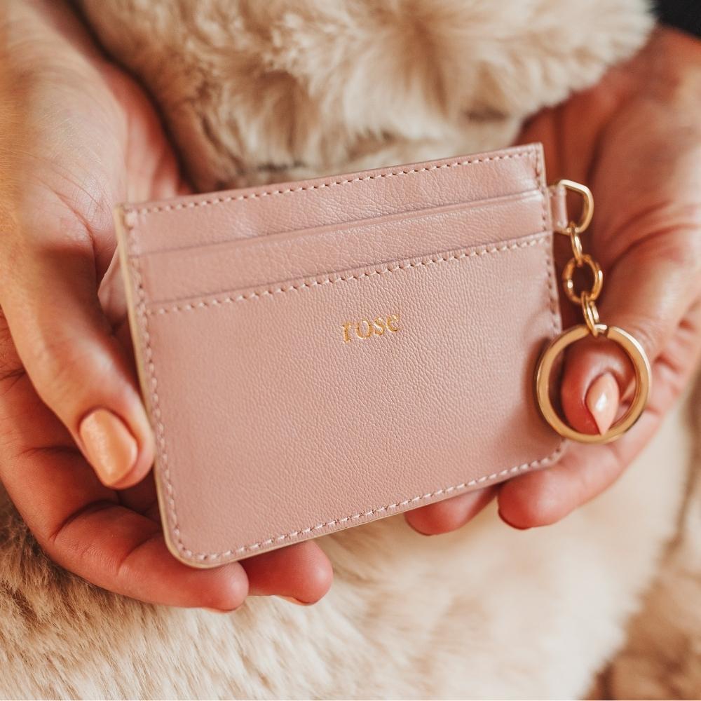 Personalised Leather Card Holder - Blush - Image 2
