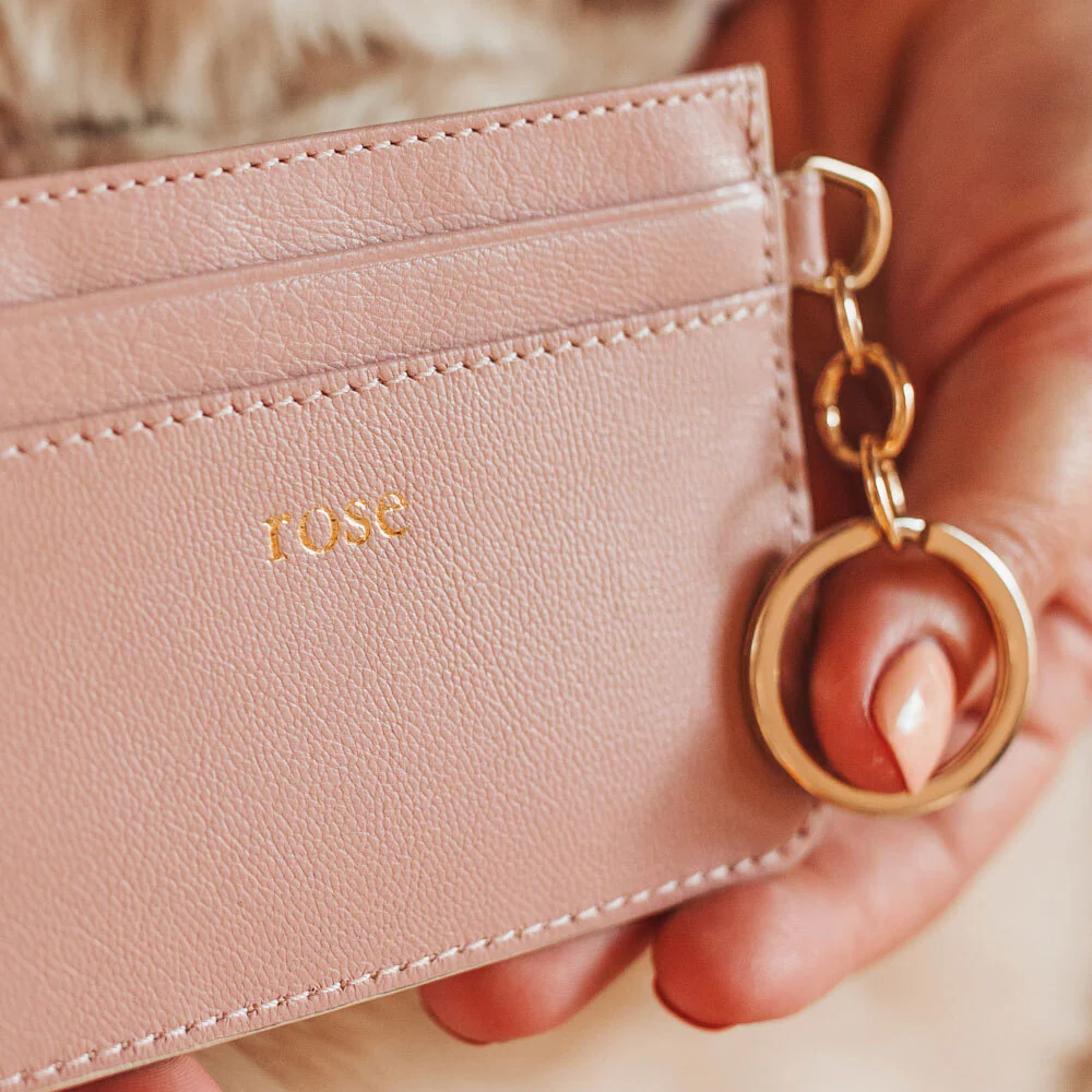 Personalised Leather Card Holder - Blush - Image 3