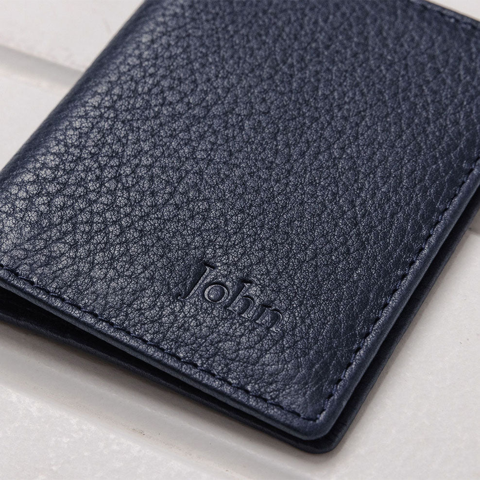 Personalised Leather Classic Flip Wallet - Navy - Image 4