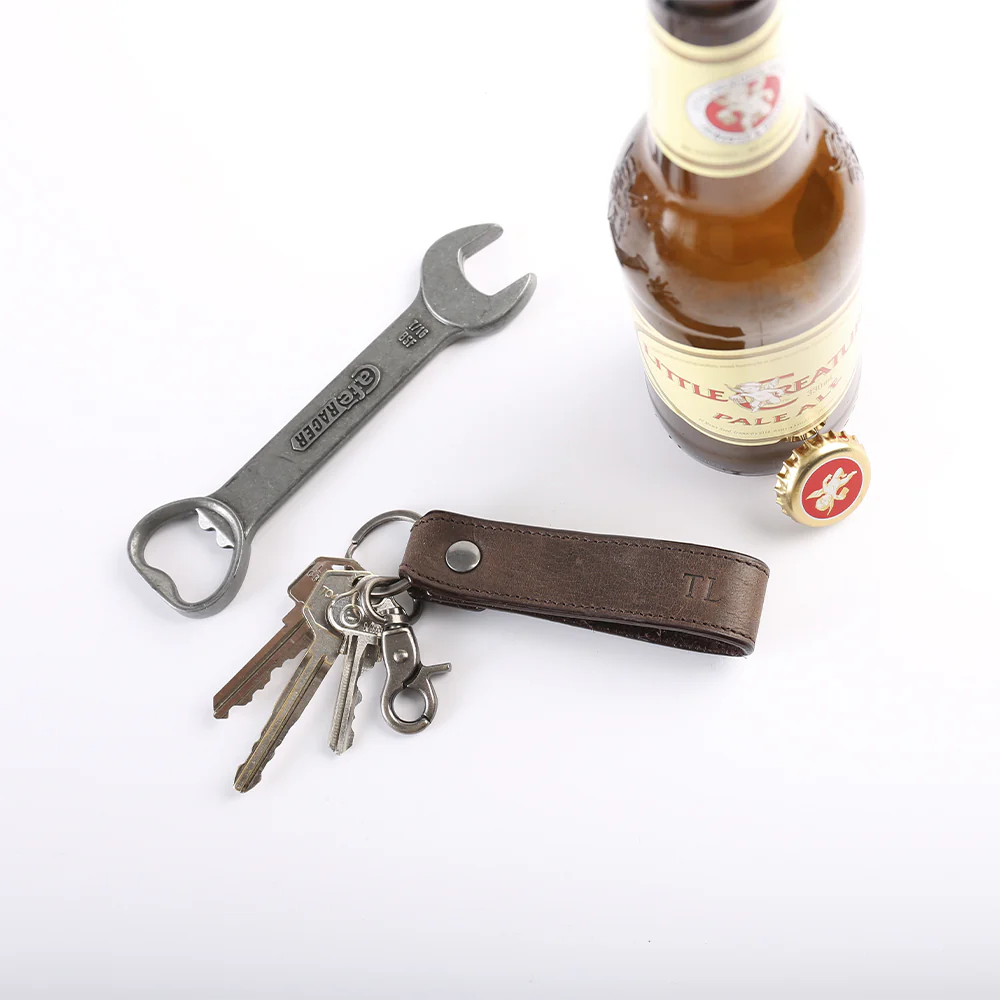 Personalised Leather Clip Keyring - Brown - Image 4
