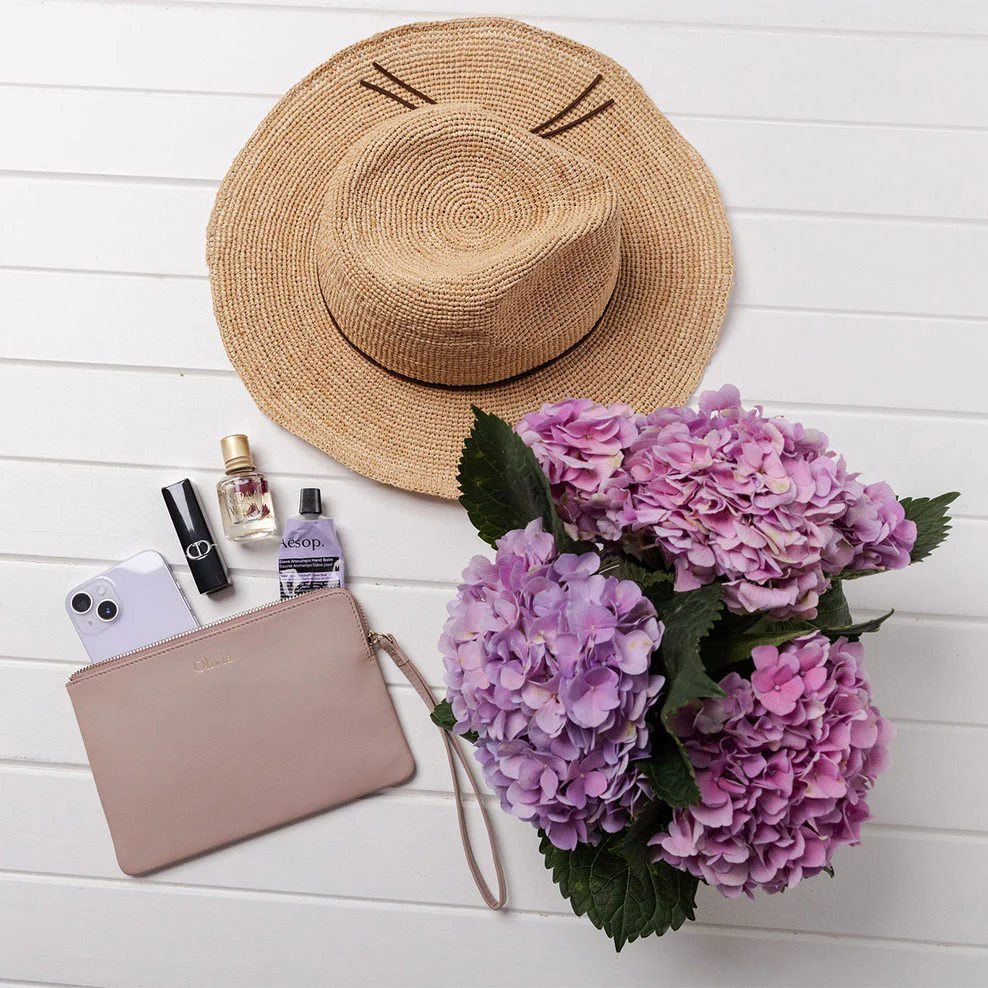 Personalised Leather Clutch with Wristlet - Blush - Image 5