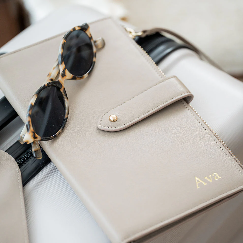 Personalised Leather Deluxe Travel Set - Mocha - Image 2