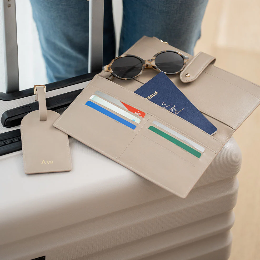 Personalised Leather Deluxe Travel Set - Mocha - Image 4
