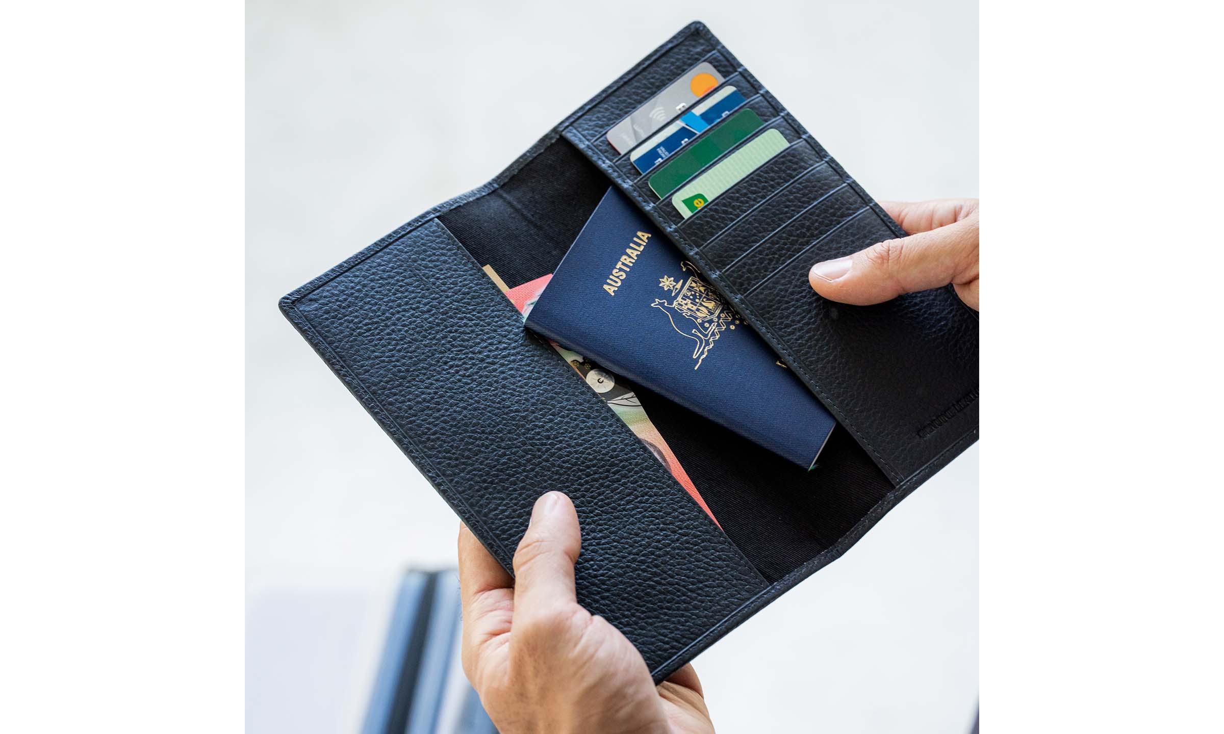 Personalised Leather Executive Travel Organiser - Navy