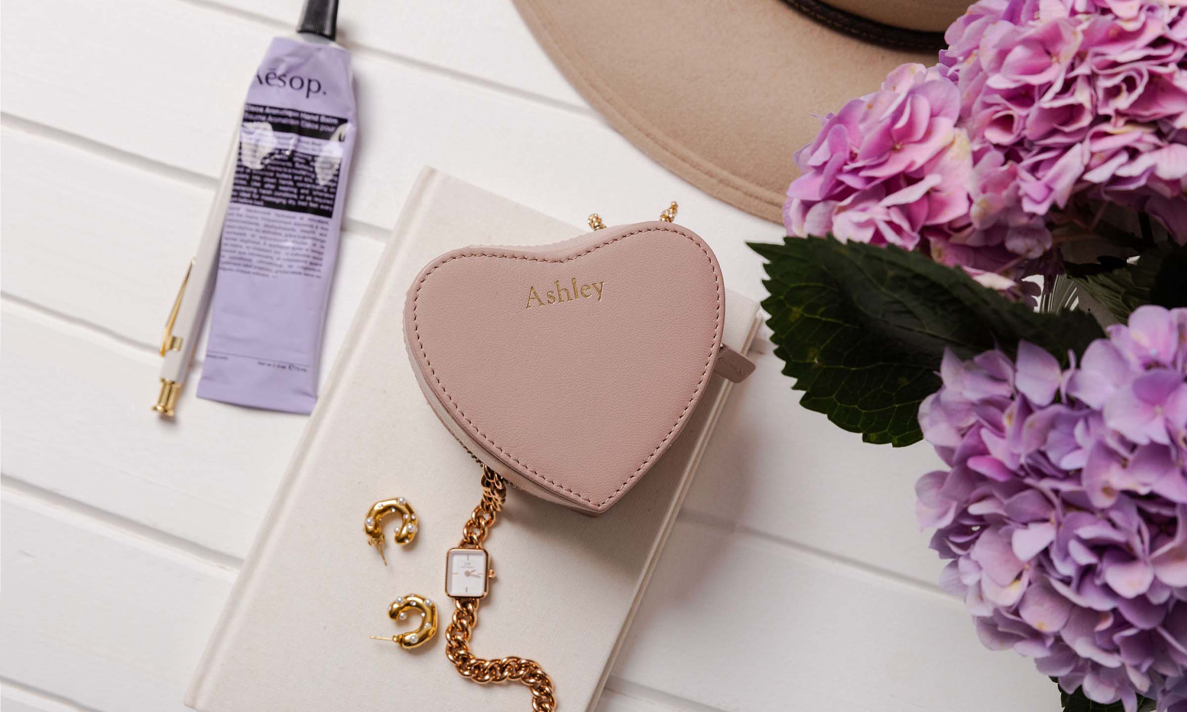 Personalised Leather Heart Shape Trinket Box - Blush