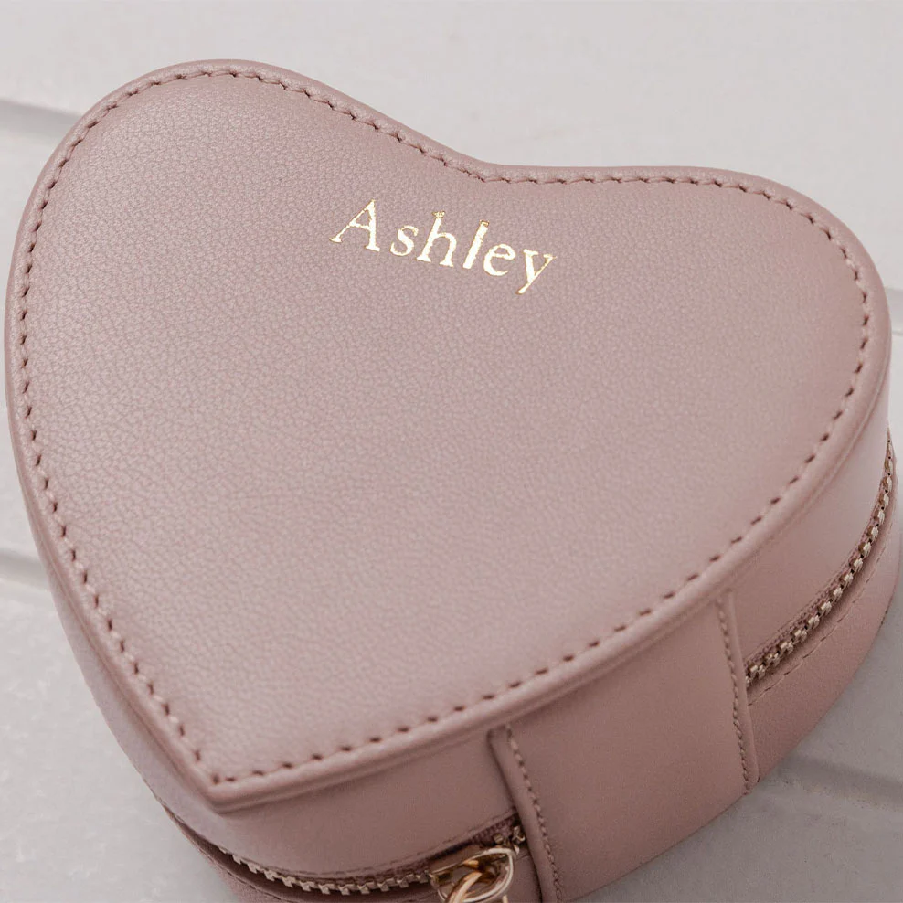 Personalised Leather Heart Shape Trinket Box - Blush - Image 4