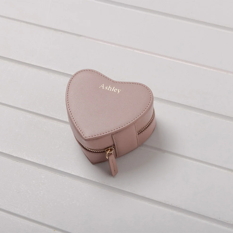 Personalised Leather Heart Shape Trinket Box - Blush - Image 5