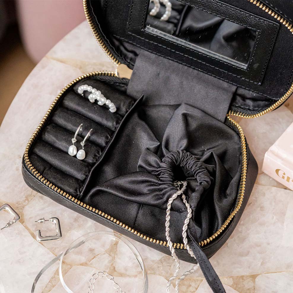 Personalised Leather Jewellery Case - Black Saffiano - Image 4