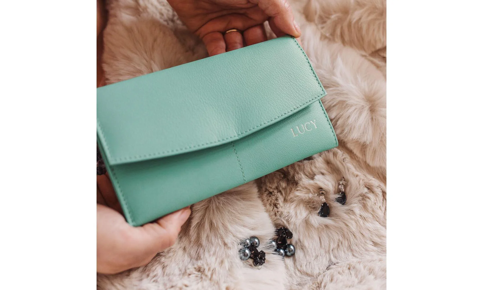 Personalised Leather Jewellery Clutch - Tiffany Blue