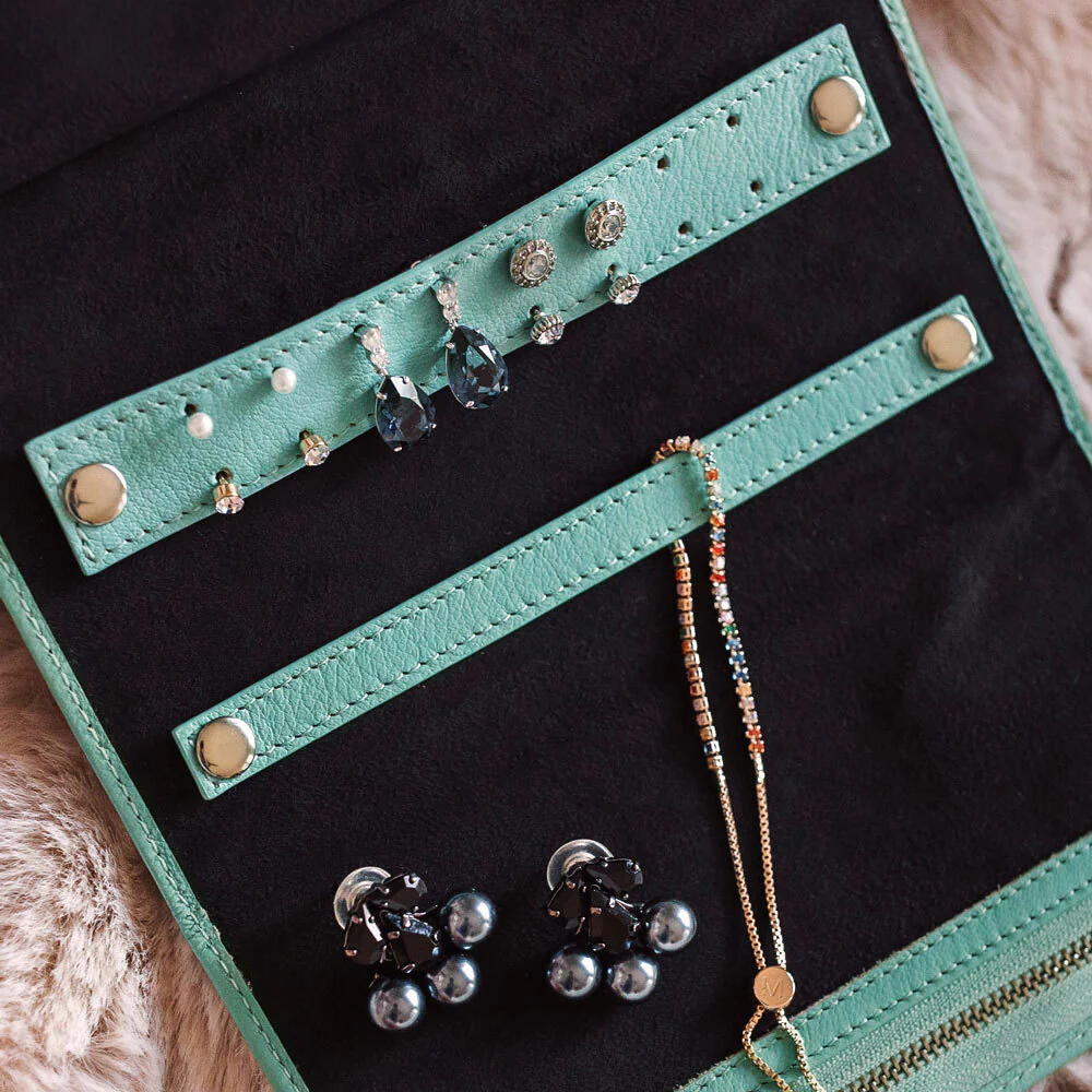 Personalised Leather Jewellery Clutch - Tiffany Blue - Image 3