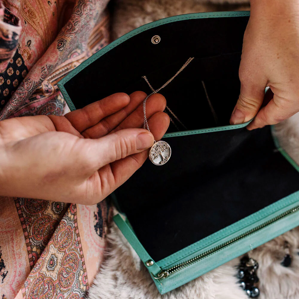Personalised Leather Jewellery Clutch - Tiffany Blue - Image 4
