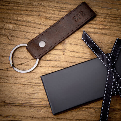 Personalised Leather Keyring - Brown - Image 3