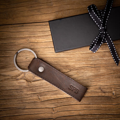 Personalised Leather Keyring - Brown - Image 4