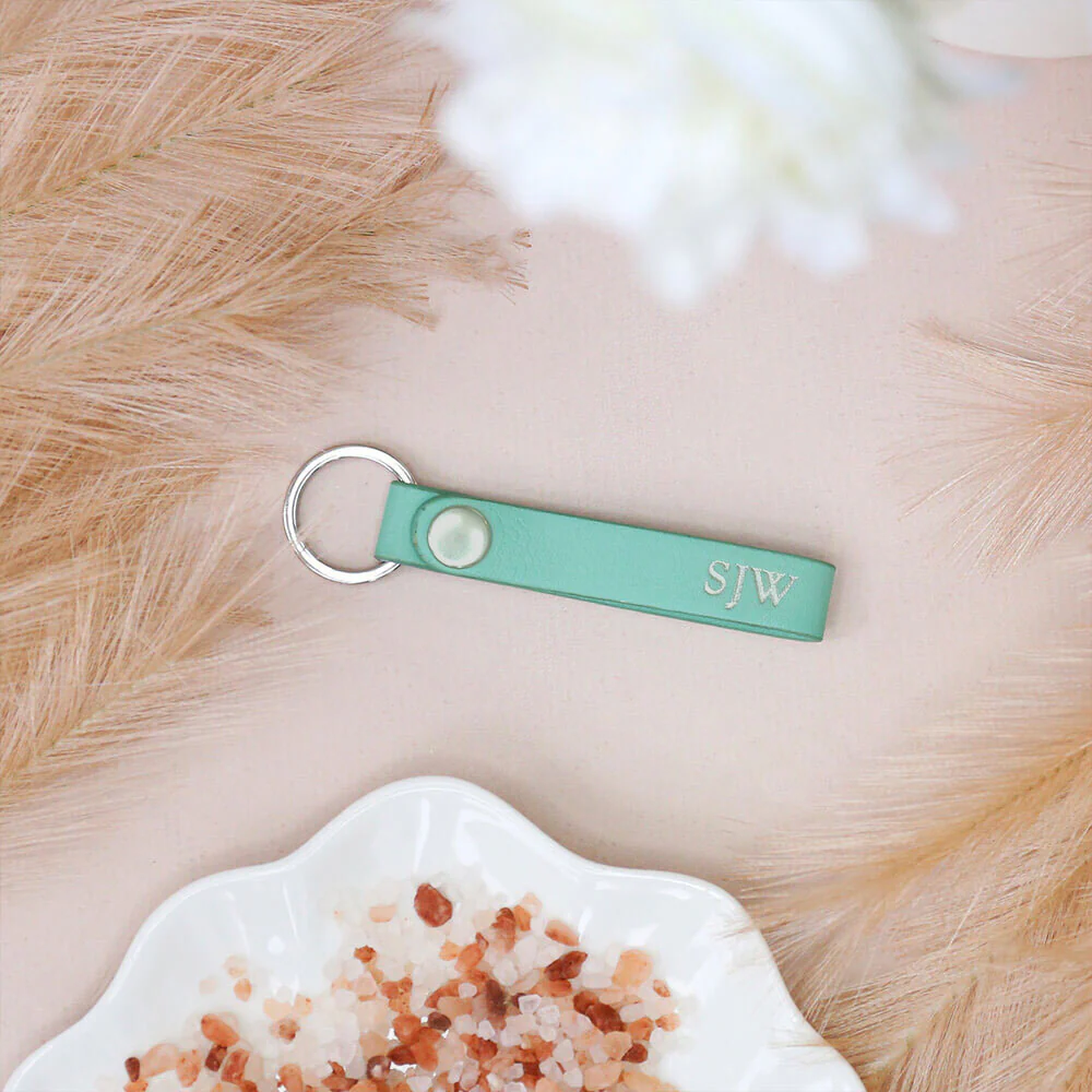 Personalised Leather Keyring - Tiffany Blue - Image 2
