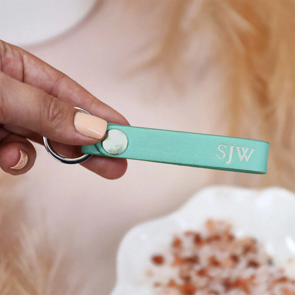 Personalised Leather Keyring - Tiffany Blue - Image 3