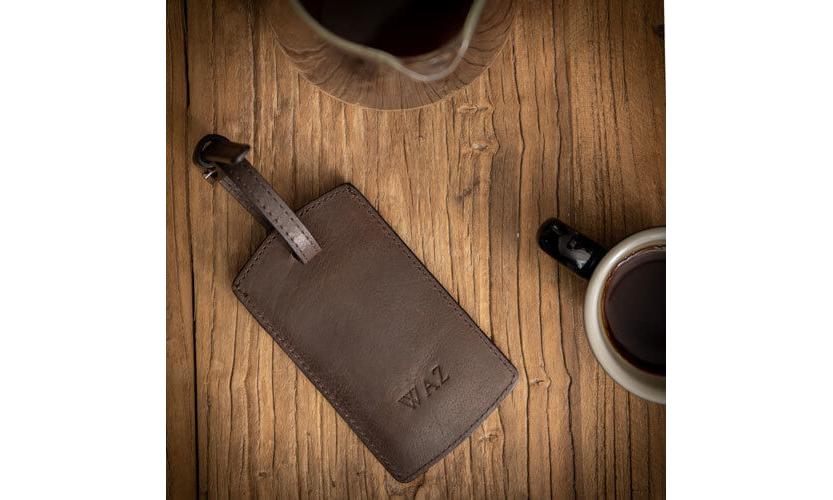 Personalised Leather Luggage Tag - Brown