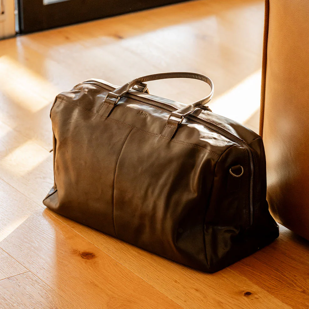 Personalised Leather Overnight Bag - Brown - Image 5