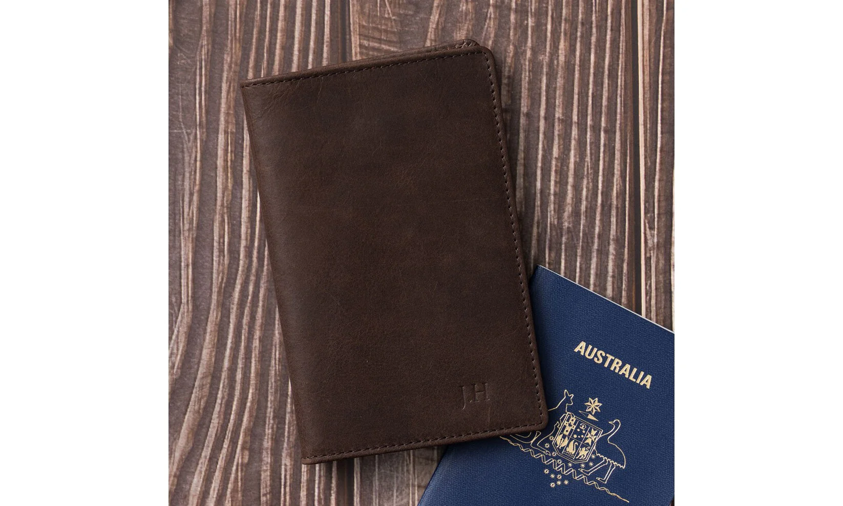 Personalised Leather Passport Holder - Brown