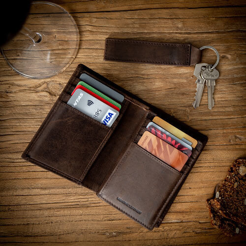 Personalised Leather Portrait Wallet & Keyring - Brown - Image 3